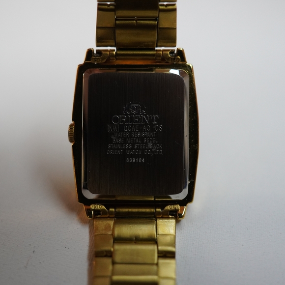 Orient Gold-Tone Dress Watch Black Dial Quartz Japan Water Resist Bracelet Watch - Picture 6 of 7